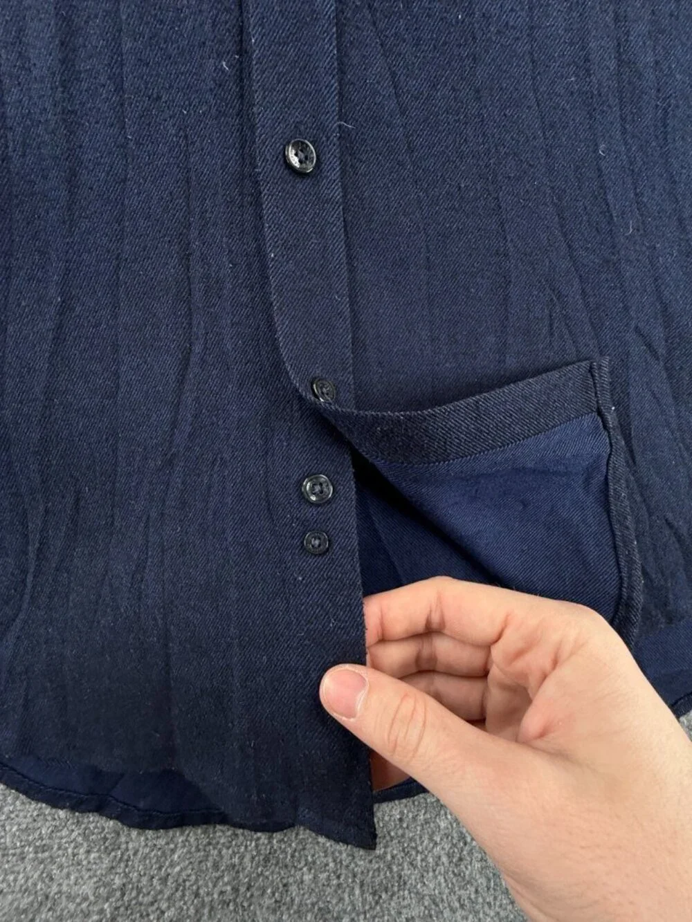 Lanvin Collection Dark Blue Flannel Soft Button Up Shirt Long Sleeve Size 100